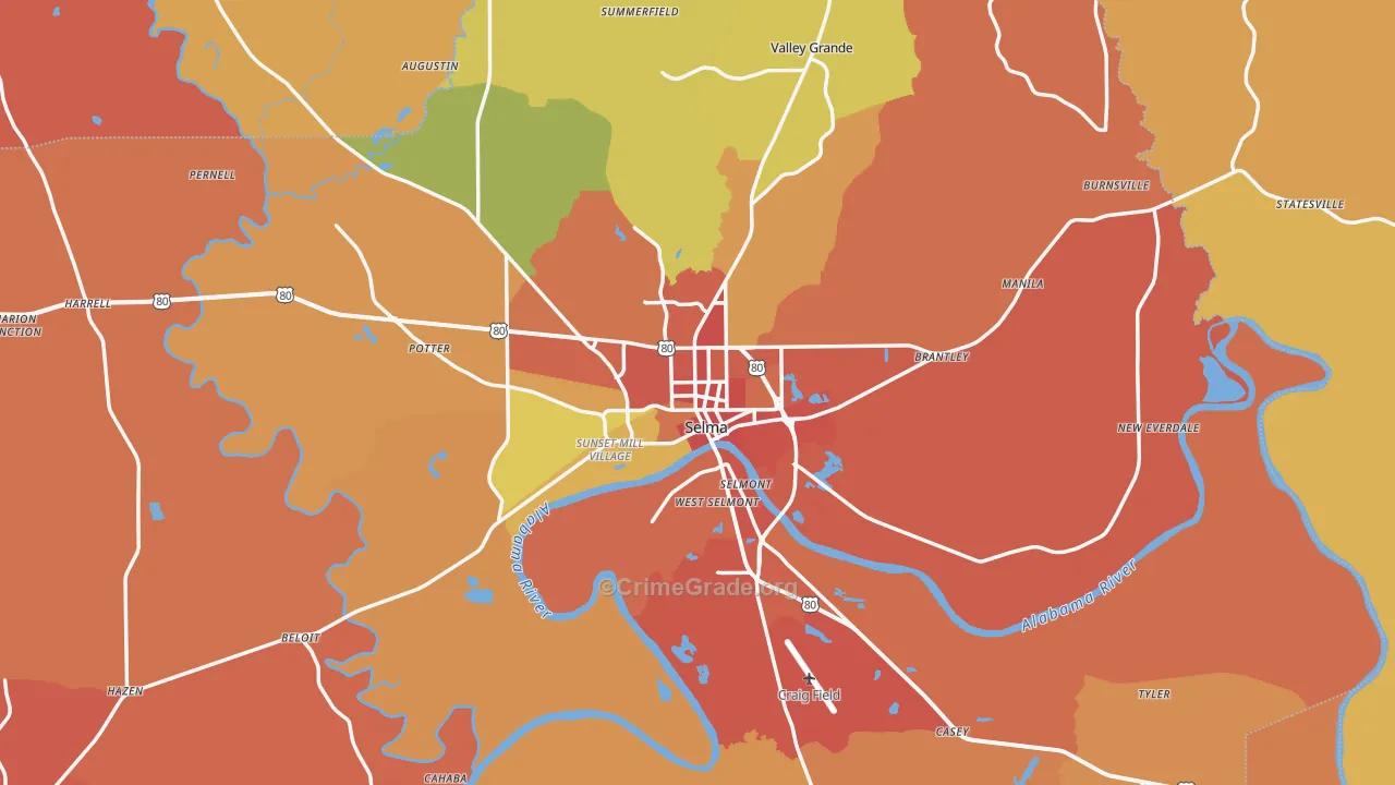 Selma, AL Map of Vandalism Rates