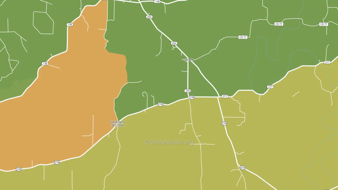 Selma, AR Map of Vandalism Rates