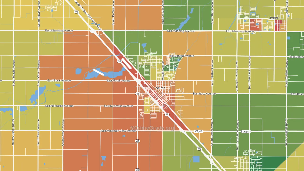 Selma, CA Map of Vandalism Rates