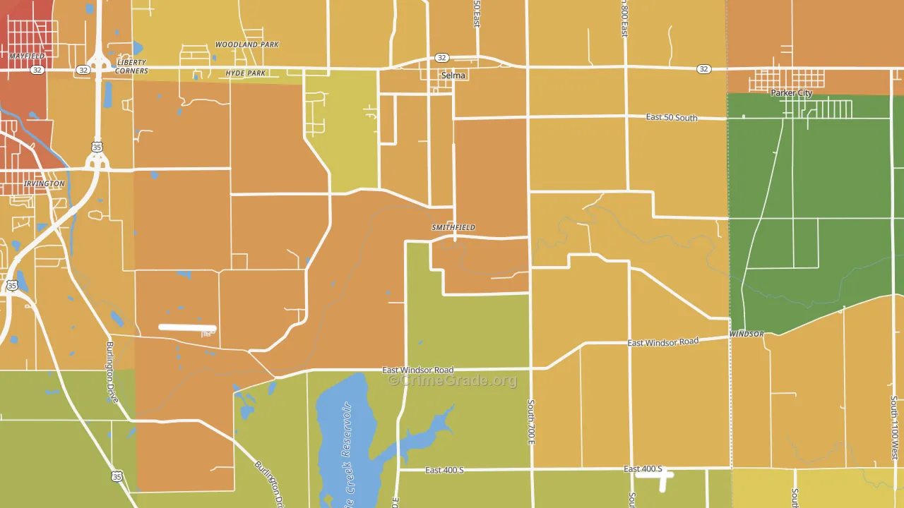 Selma, IN Map of Vandalism Rates