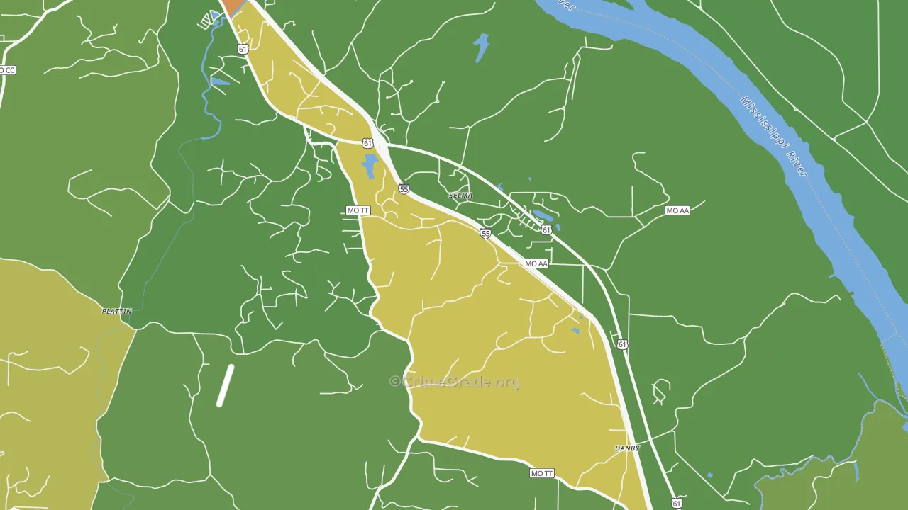 Selma, MO Map of Vandalism Rates