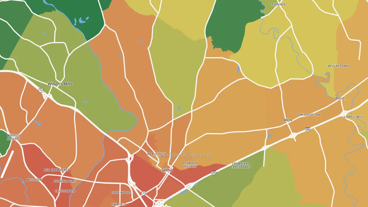Selma, NC Map of Vandalism Rates
