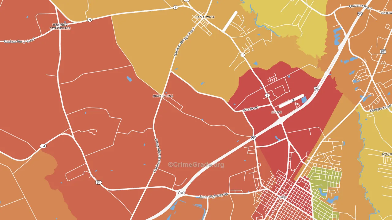 Selma, SC Map of Vandalism Rates