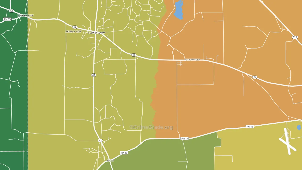 Selman City, TX Map of Vandalism Rates