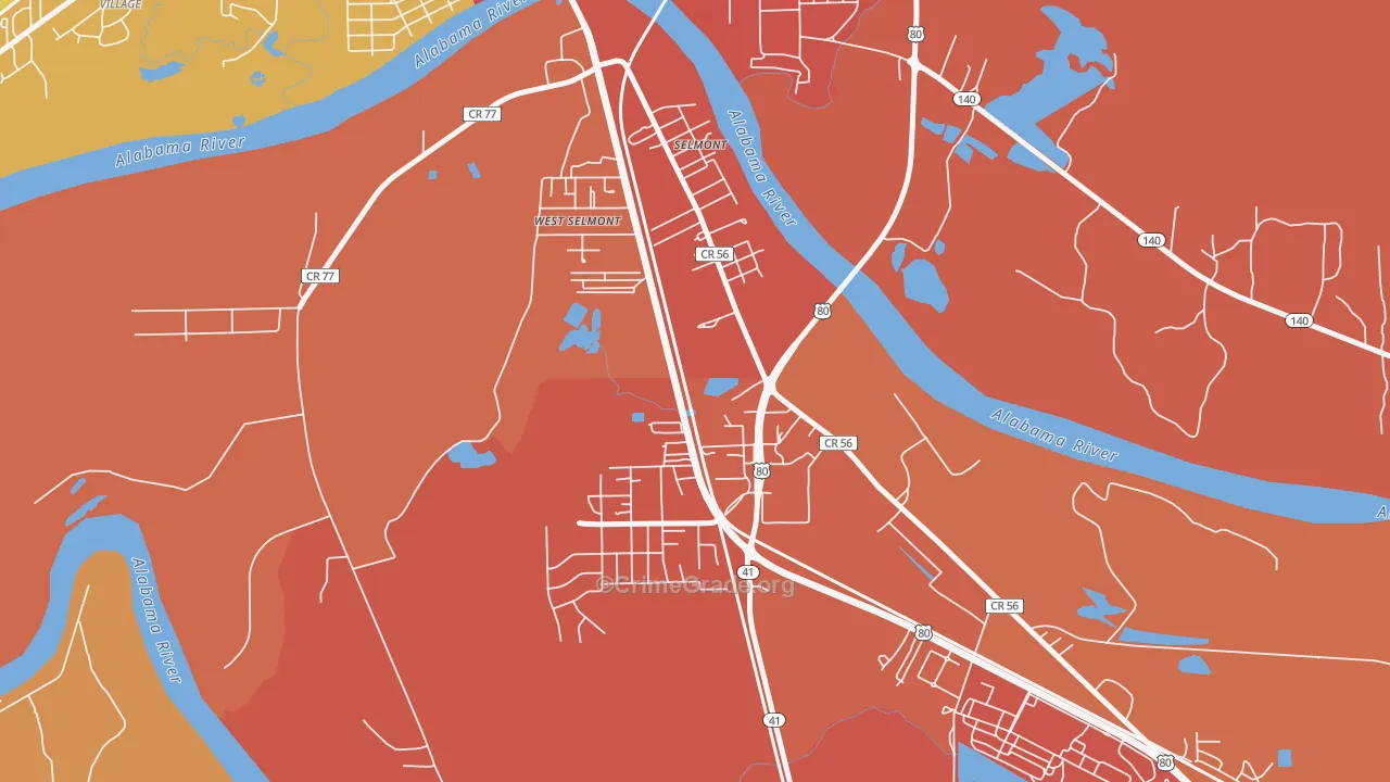 Selmont-West Selmont, AL Map of Vandalism Rates