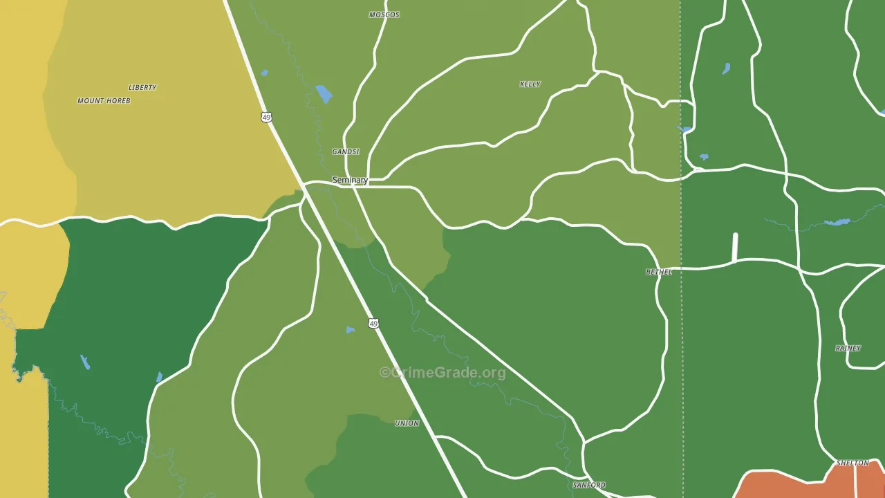 Seminary, MS Map of Vandalism Rates