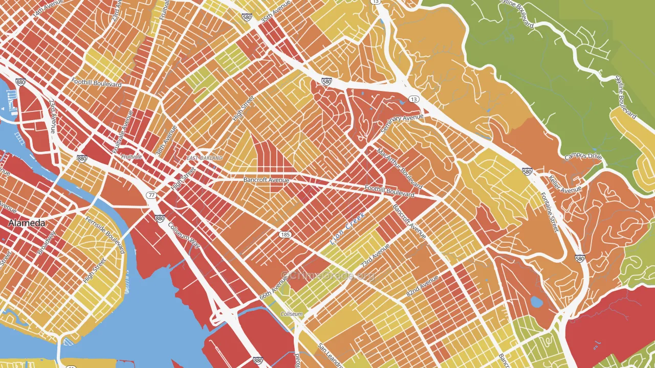 Seminary, Oakland, CA Map of Vandalism Rates