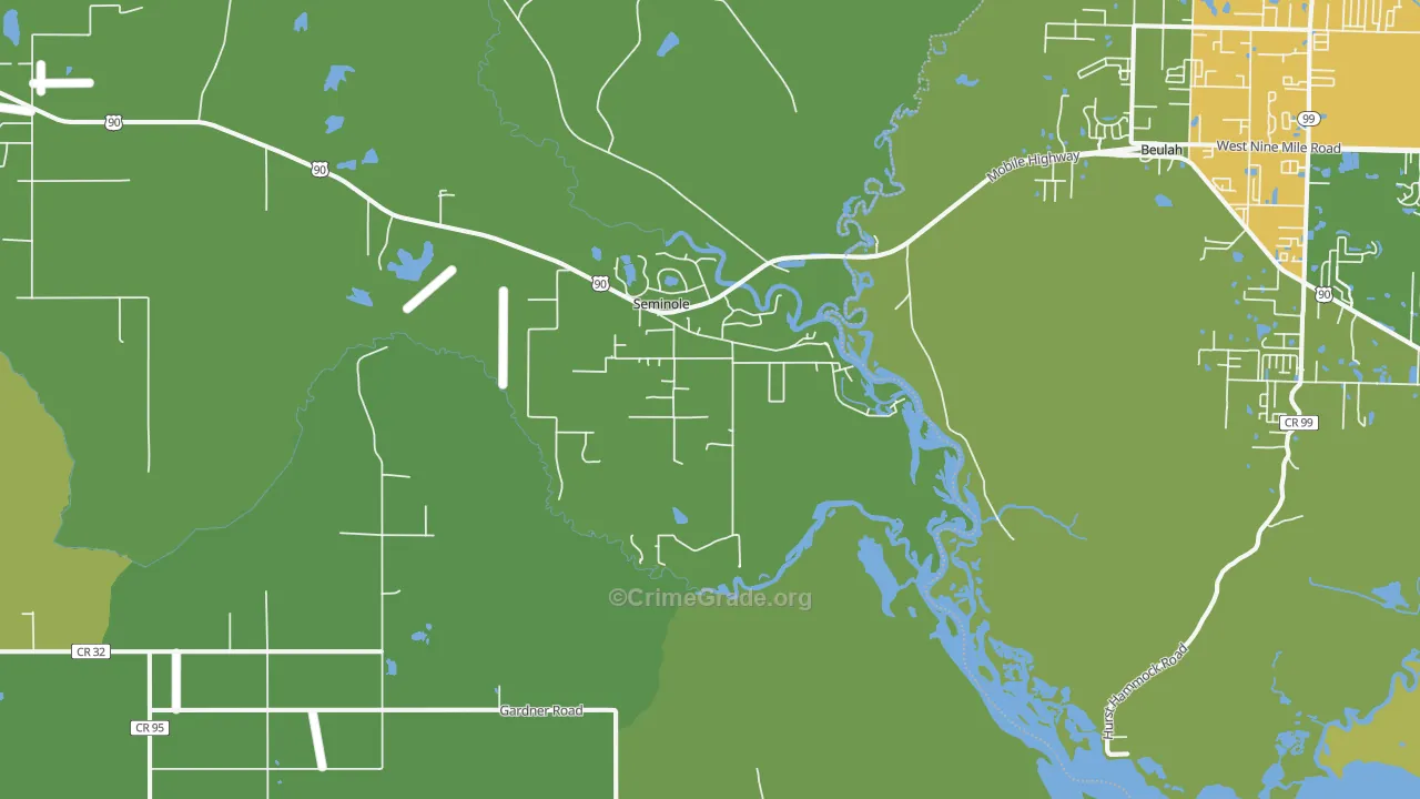 Seminole, AL Map of Vandalism Rates