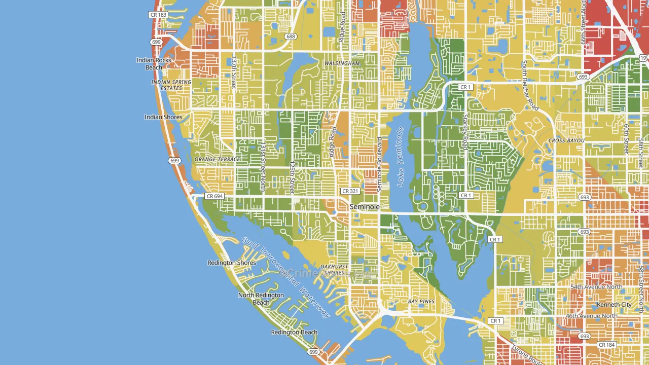 Seminole, FL Map of Vandalism Rates