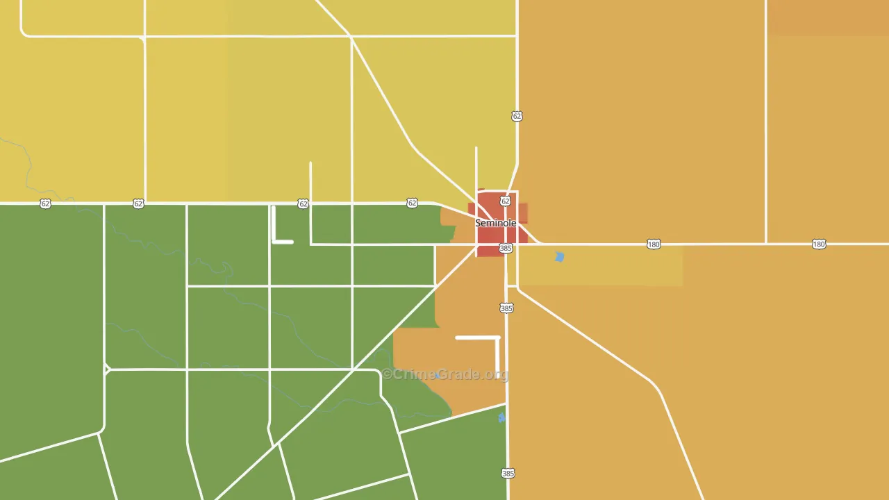 Seminole, TX Map of Vandalism Rates