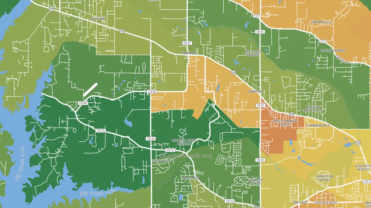 Semmes, AL Map of Vandalism Rates