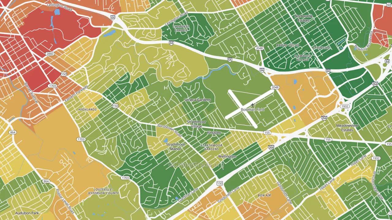 Seneca Gardens, KY Map of Vandalism Rates
