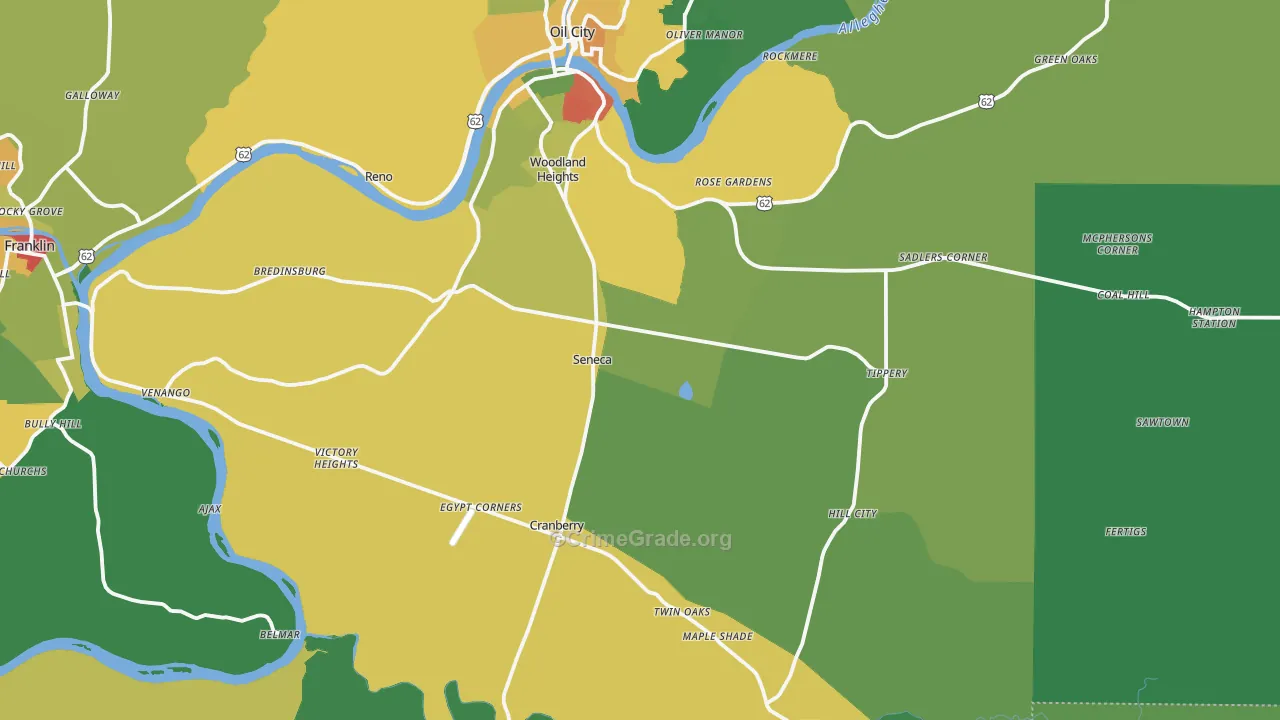 Seneca, PA Map of Vandalism Rates