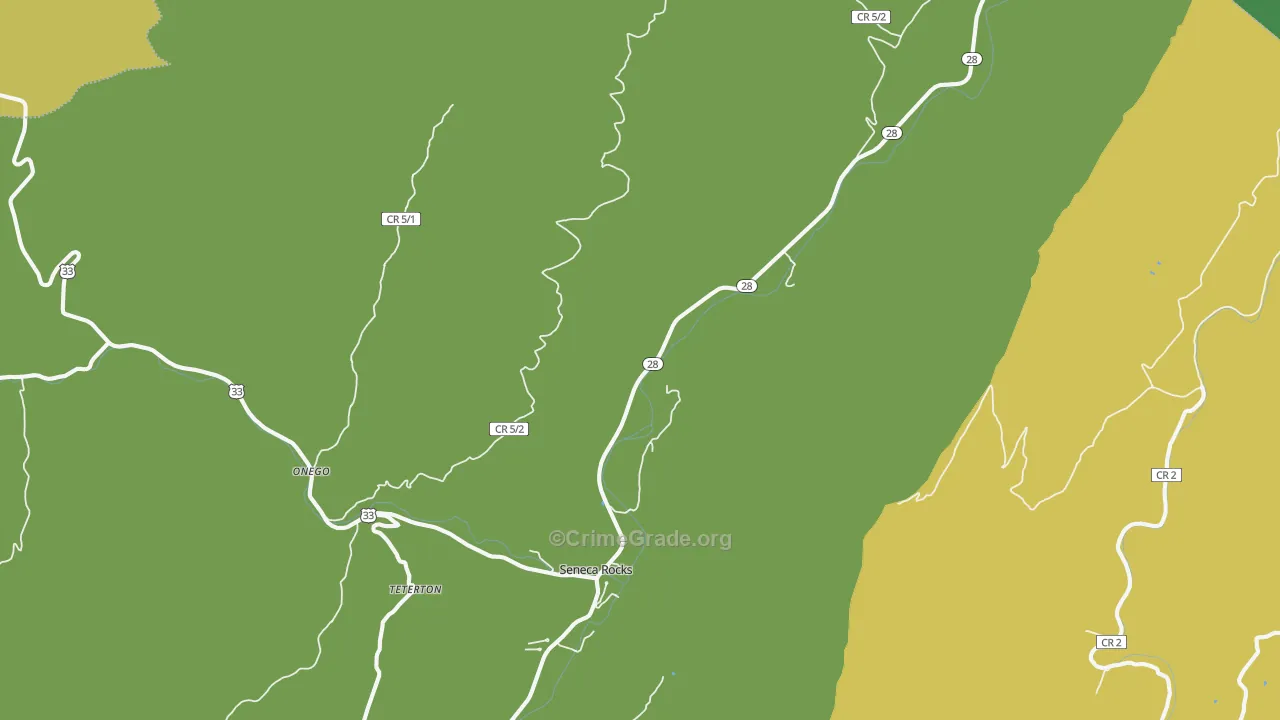 Seneca Rocks, WV Map of Vandalism Rates