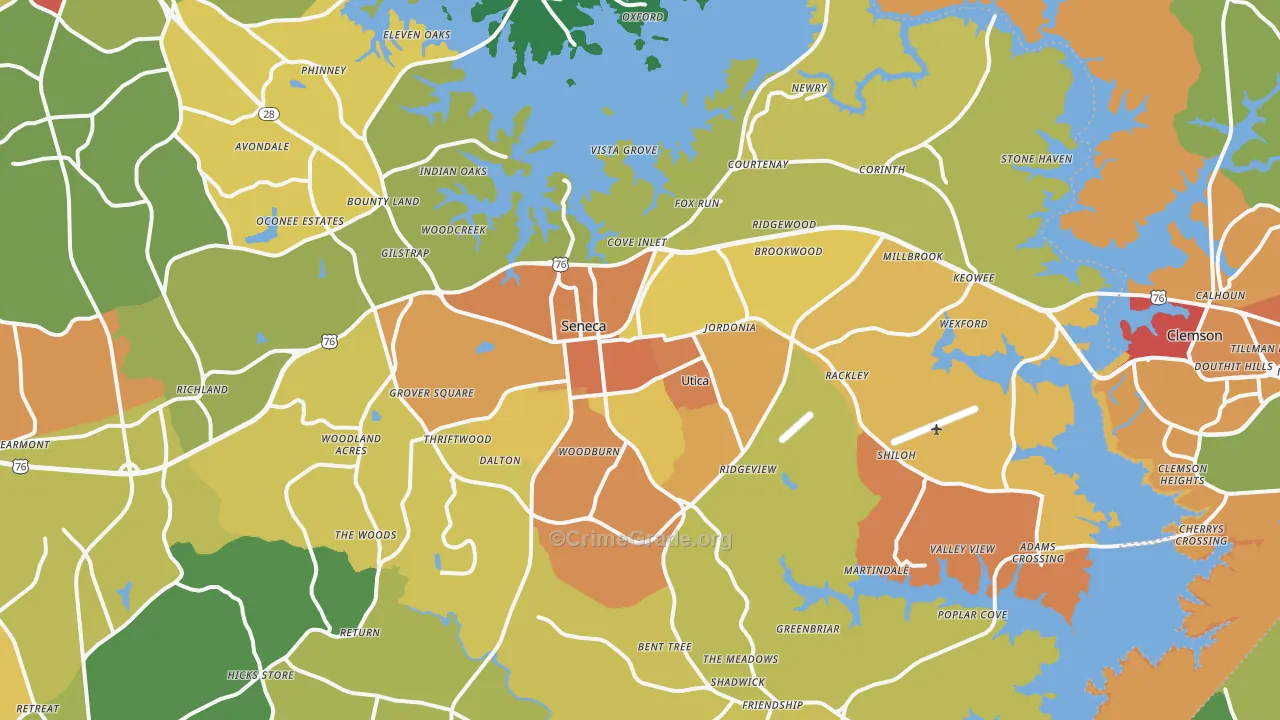 Seneca, SC Map of Vandalism Rates