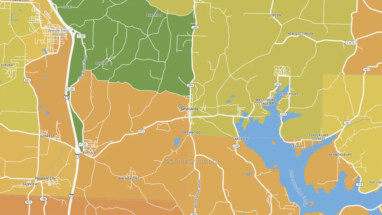 Senecaville, OH Map of Vandalism Rates