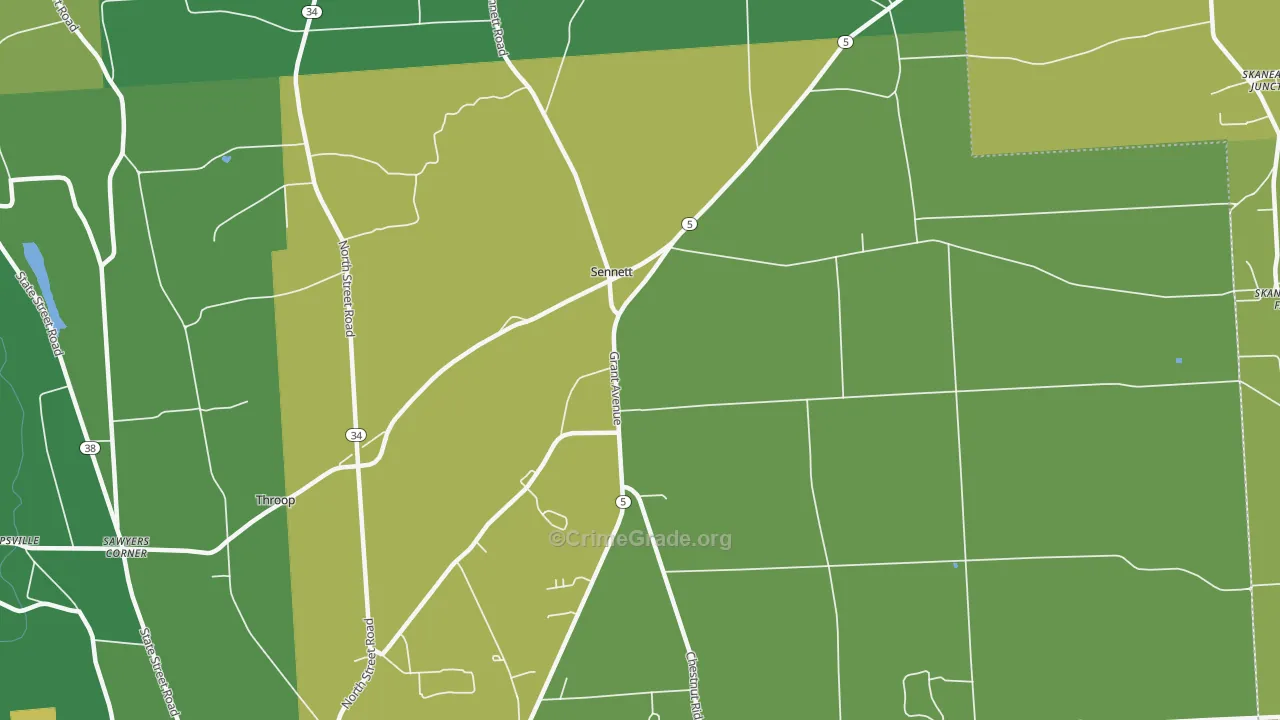 Sennett, NY Map of Vandalism Rates