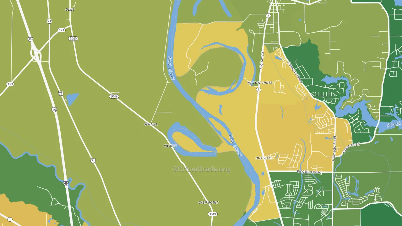 Sentell, LA Map of Vandalism Rates