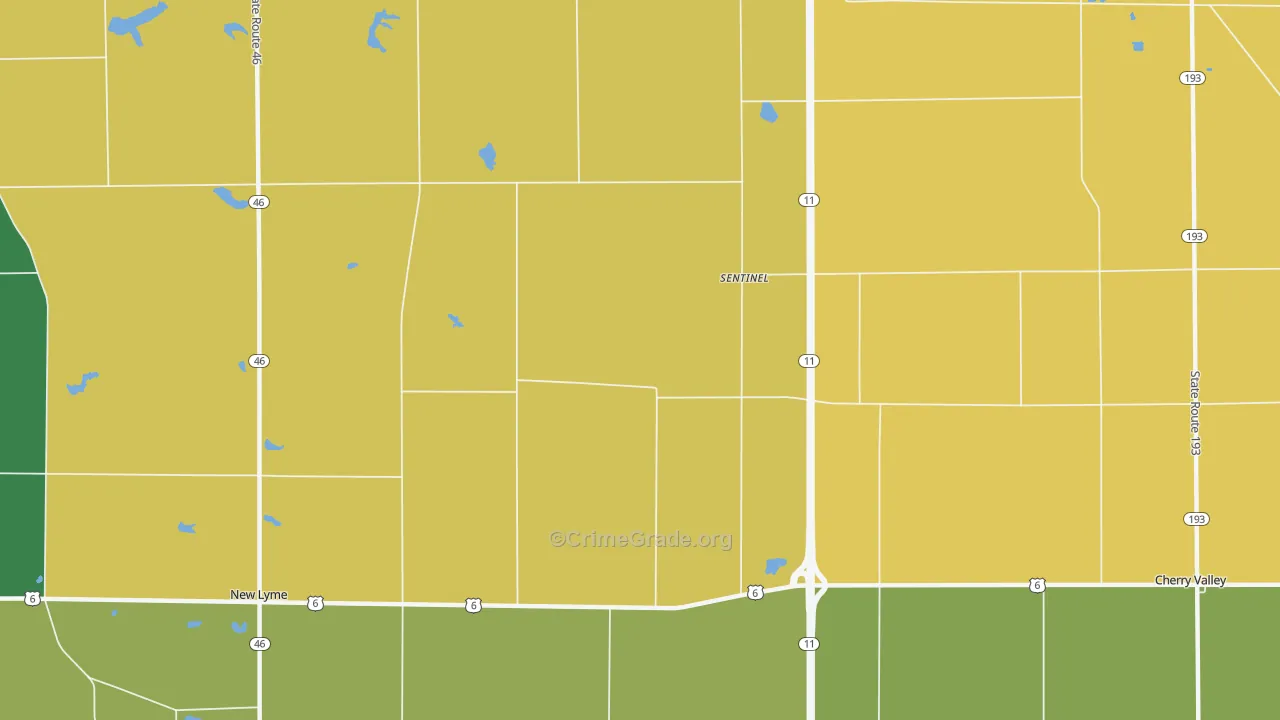 Sentinel, OH Map of Vandalism Rates