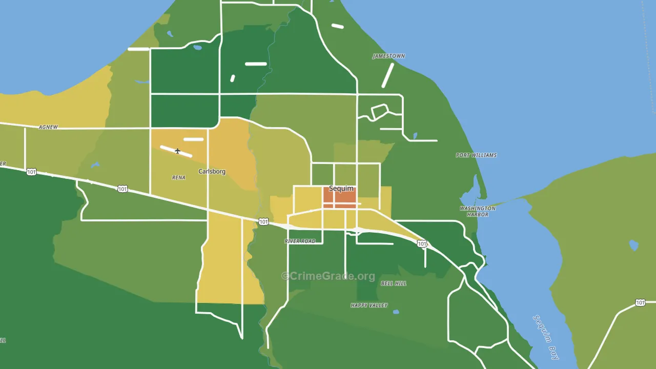 Sequim, WA Map of Vandalism Rates
