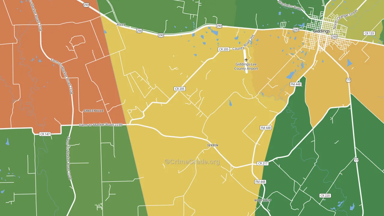 Serbin, TX Map of Vandalism Rates