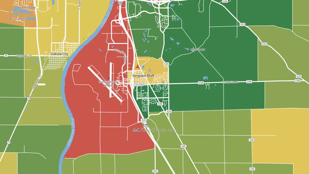 Sergeant Bluff, IA Map of Vandalism Rates