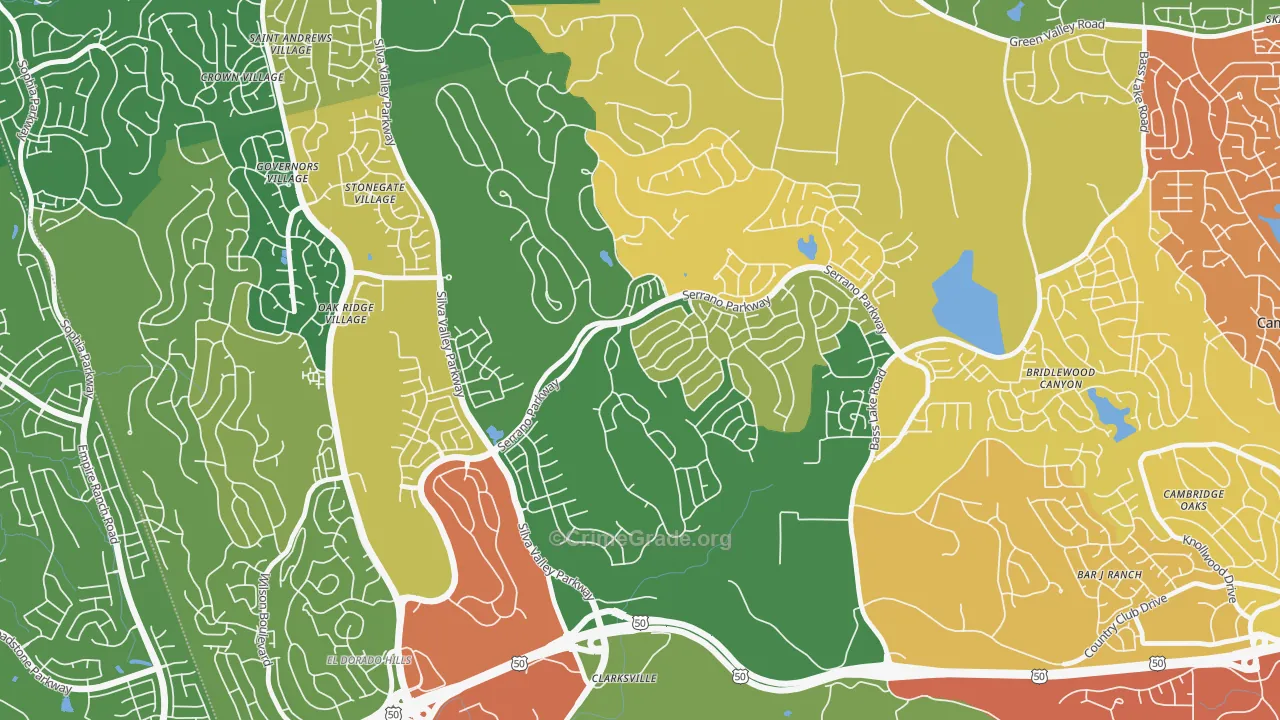 Serrano Village, El Dorado Hills, CA Map of Vandalism Rates