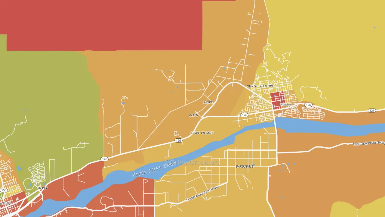 Sespe, CA Map of Vandalism Rates