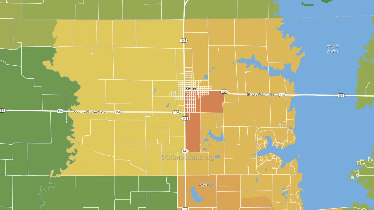 Sesser, IL Map of Vandalism Rates