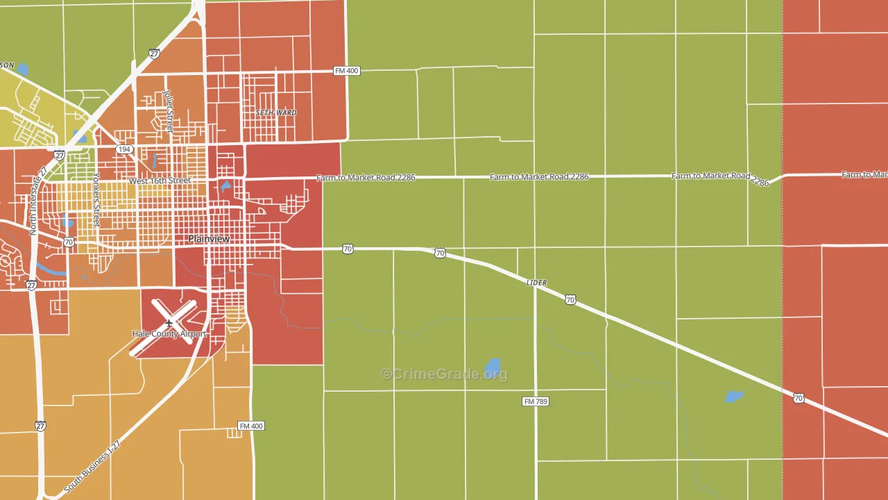 Seth Ward, TX Map of Vandalism Rates