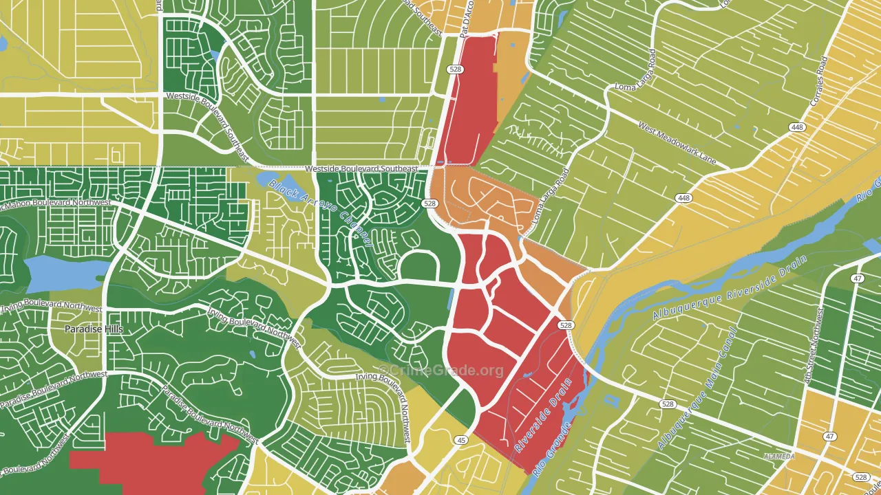 Seven Bar Ranch, Albuquerque, NM Map of Vandalism Rates