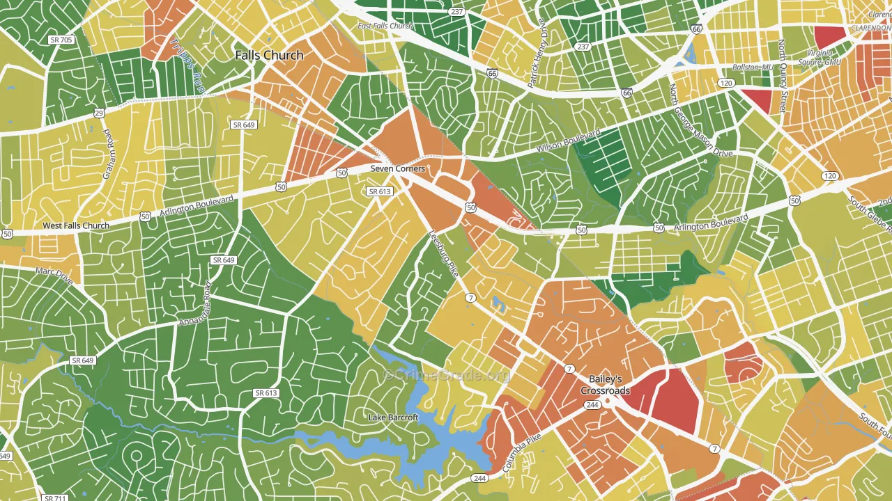 Seven Corners, VA Map of Vandalism Rates