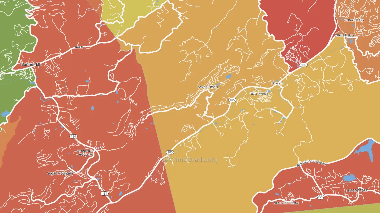 Seven Devils, NC Map of Vandalism Rates