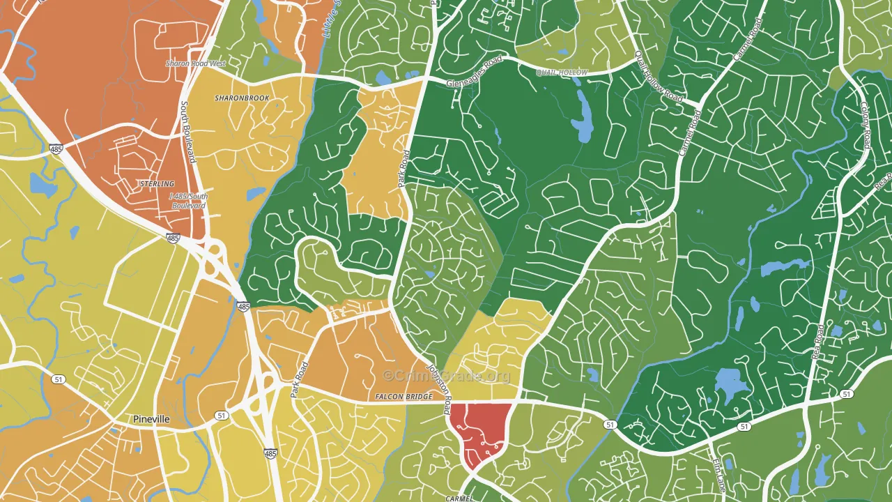 Seven Eagles, Charlotte, NC Map of Vandalism Rates