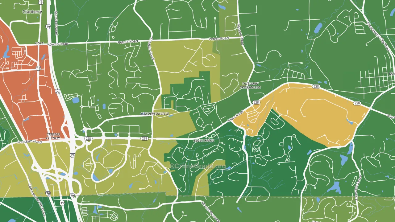 Seven Fields, PA Map of Vandalism Rates