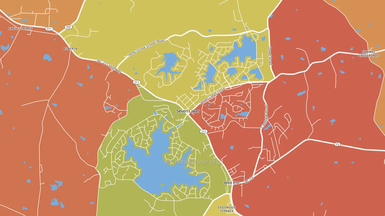 Seven Lakes, NC Map of Vandalism Rates