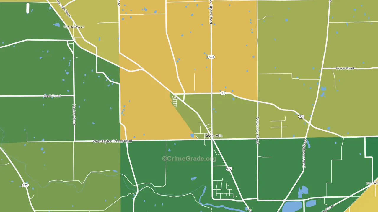 Seven Mile, OH Map of Vandalism Rates