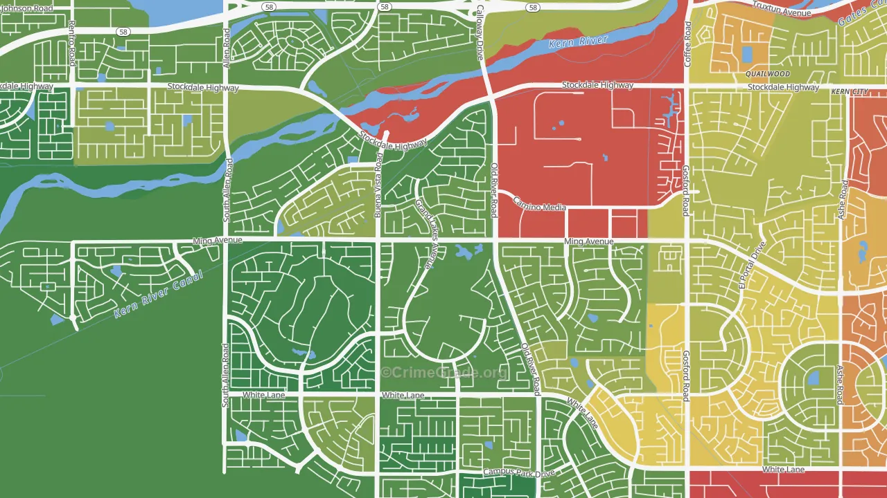Seven Oaks, Bakersfield, CA Map of Vandalism Rates
