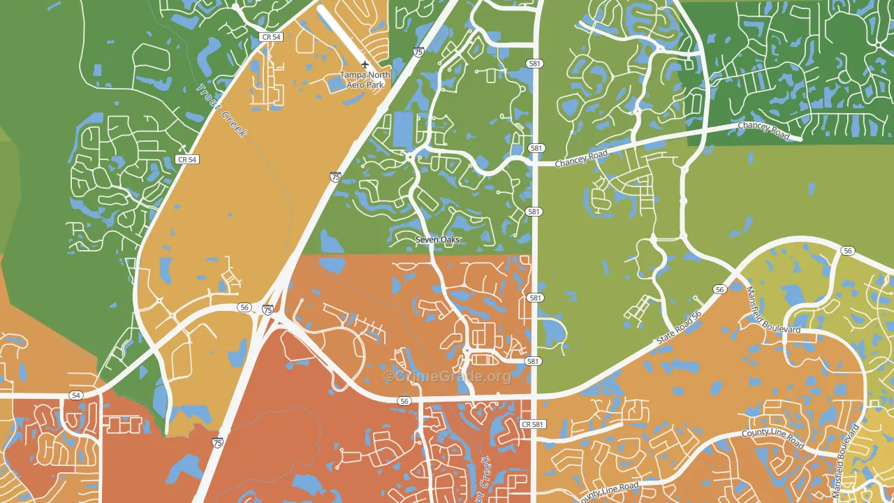 Seven Oaks, Wesley Chapel, FL Map of Vandalism Rates