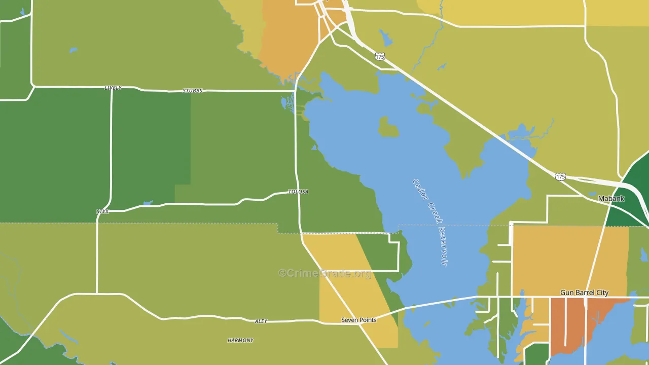 Seven Points, TX Map of Vandalism Rates