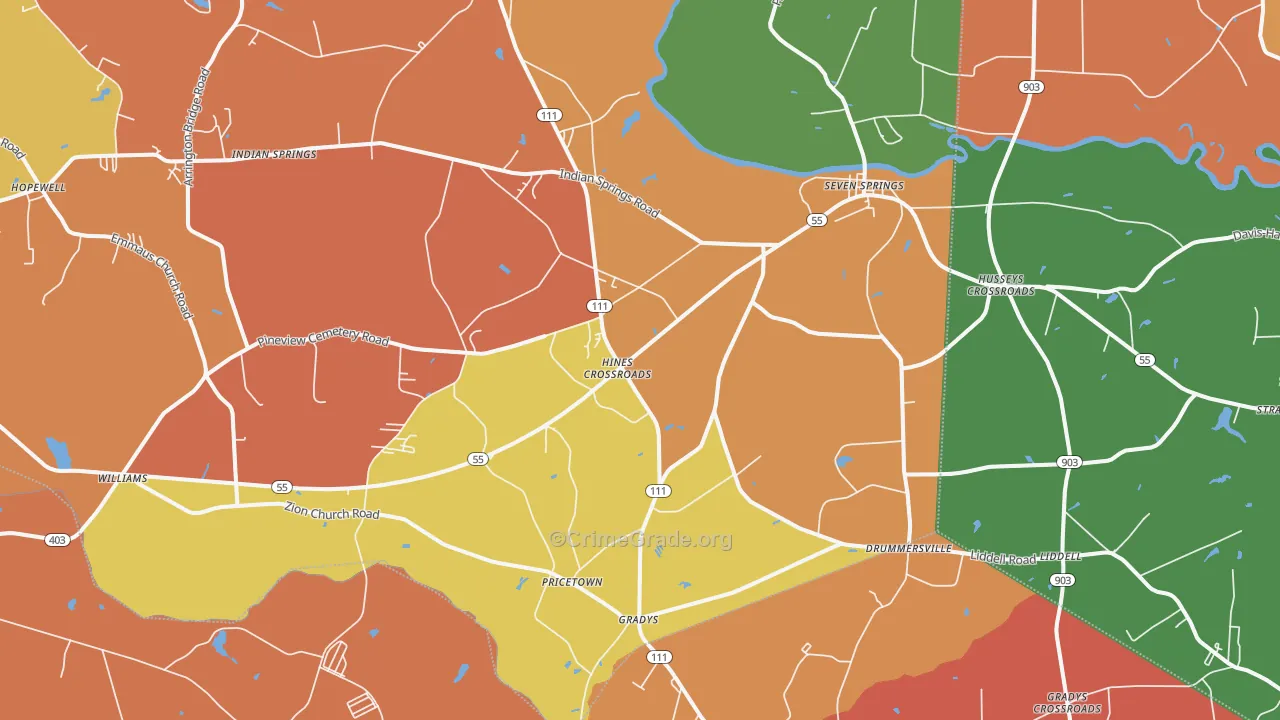Seven Springs, NC Map of Vandalism Rates