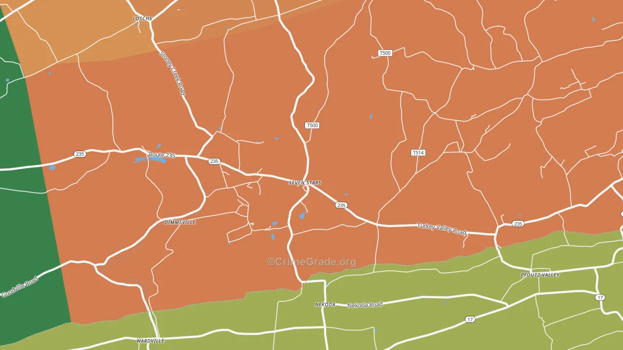 Seven Stars, PA Map of Vandalism Rates