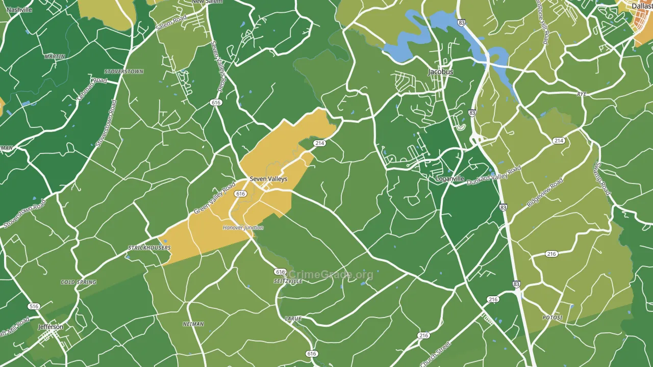 Seven Valleys, PA Map of Vandalism Rates