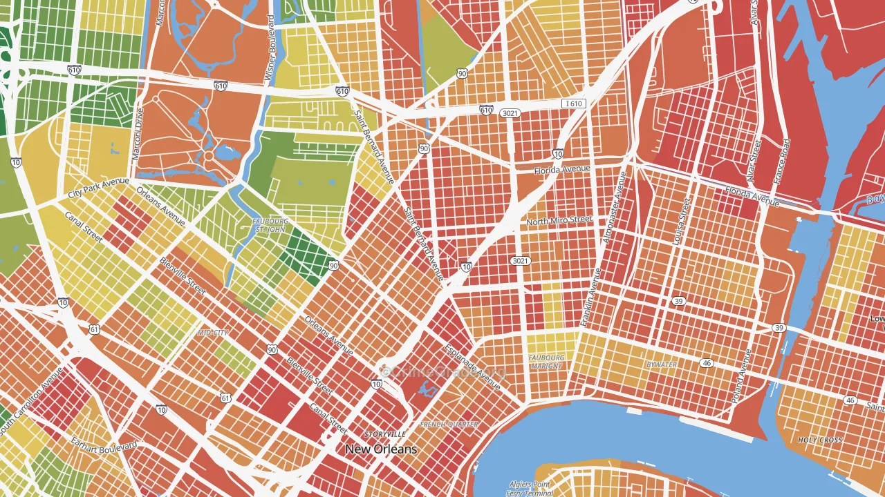 Seventh Ward, New Orleans, LA Map of Vandalism Rates
