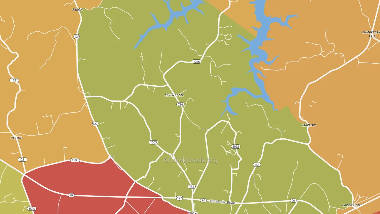 Seventy Six, KY Map of Vandalism Rates
