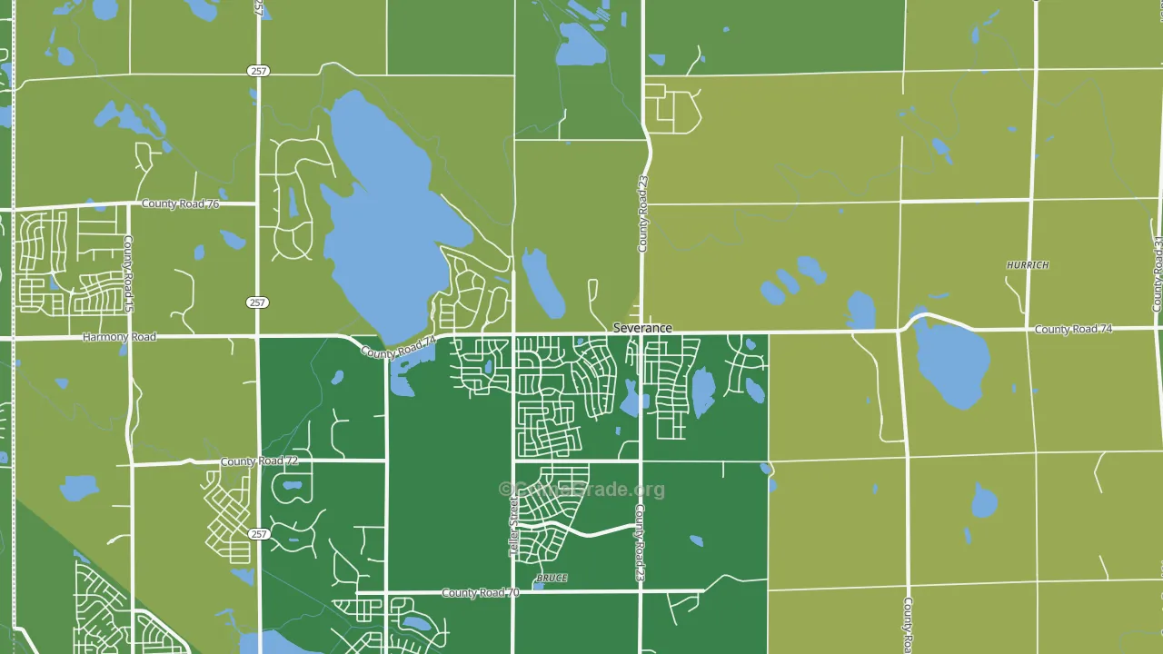 Severance, CO Map of Vandalism Rates