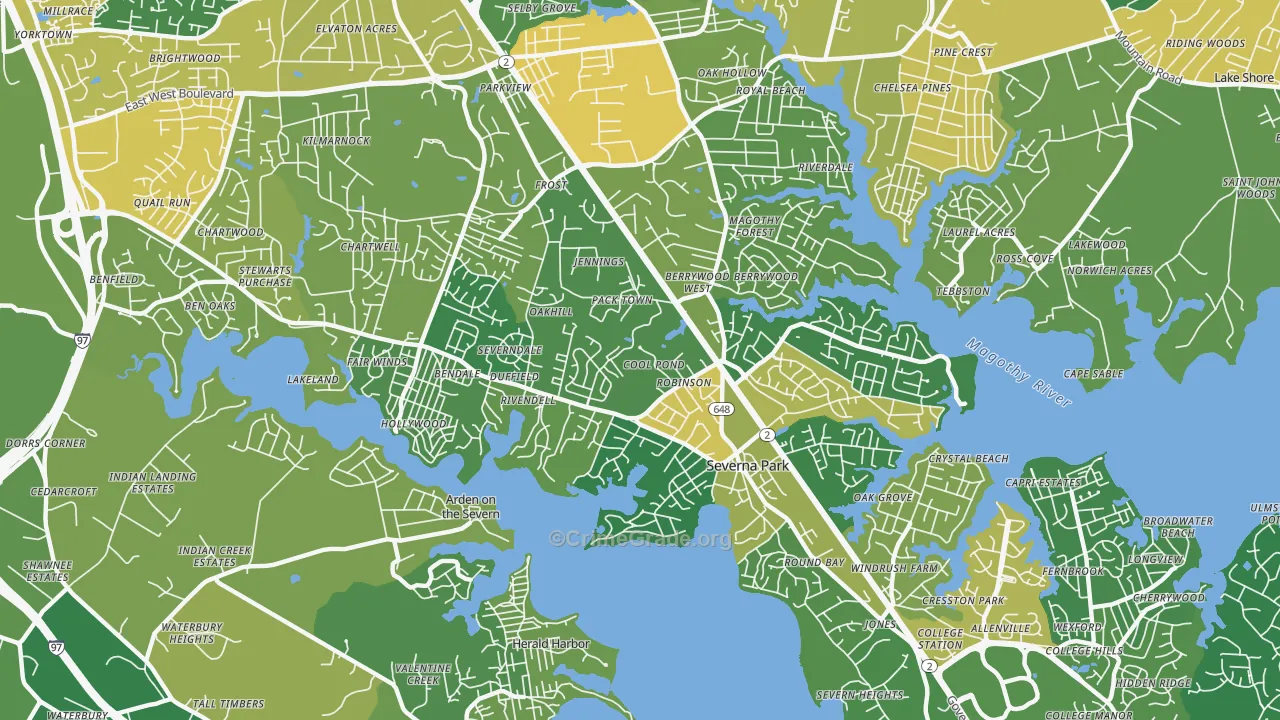 Severna Park, MD Map of Vandalism Rates
