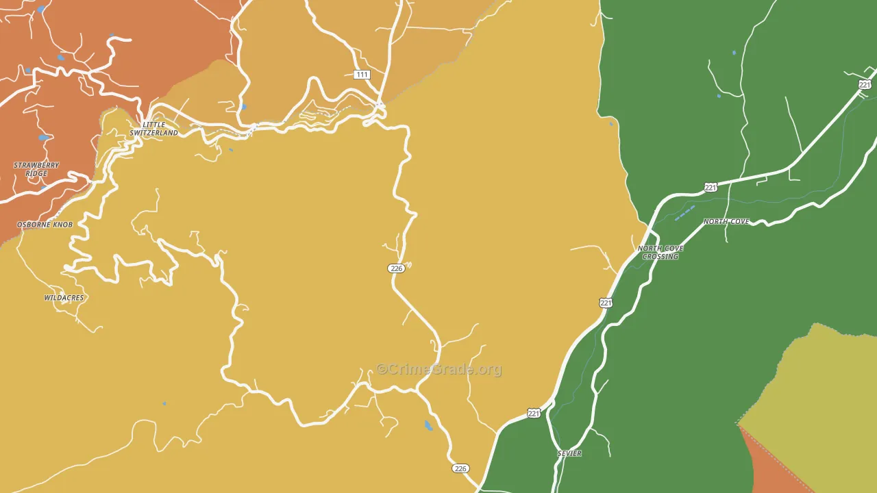 Sevier, NC Map of Vandalism Rates