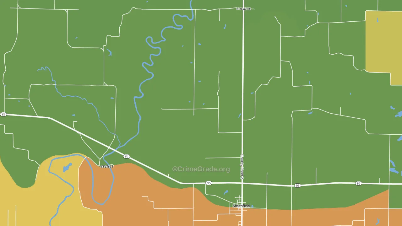 Seville, IL Map of Vandalism Rates