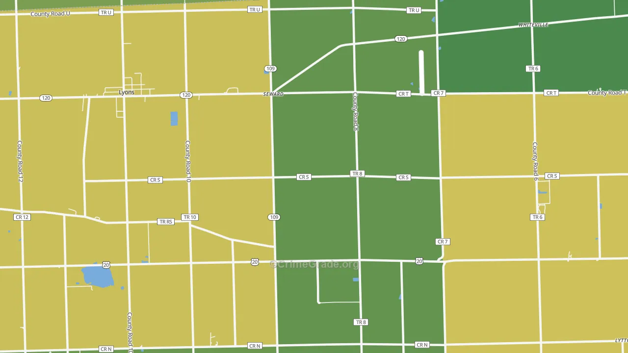 Seward, OH Map of Vandalism Rates